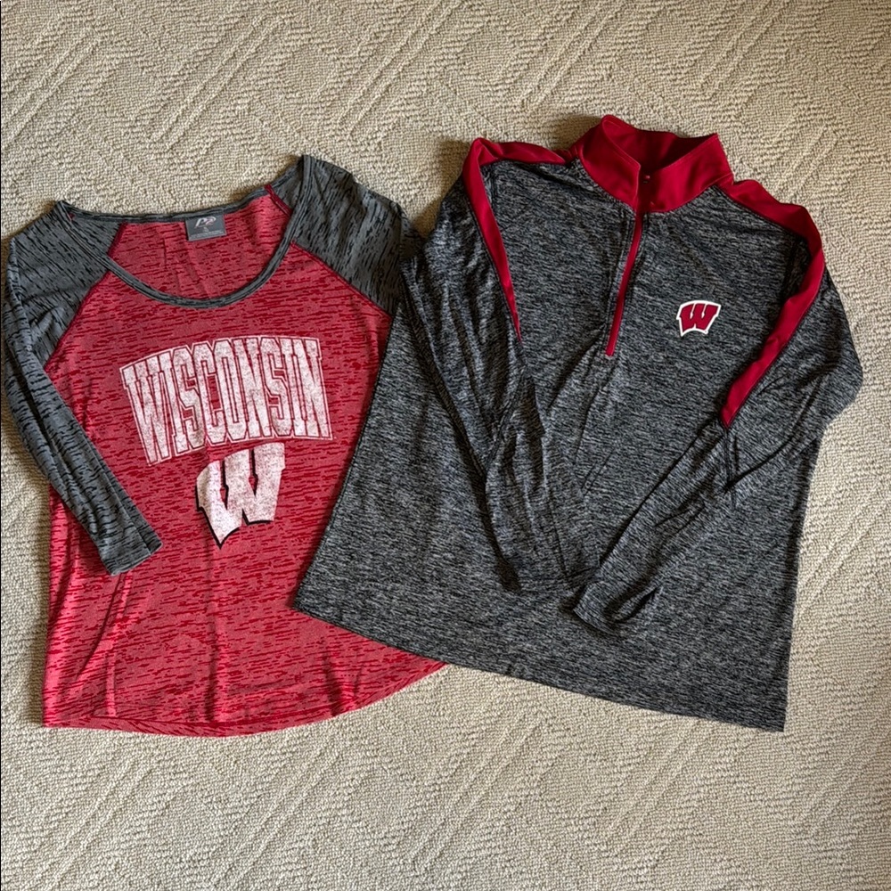University of Wisconsin Badgers Red and Gray Women's Tops